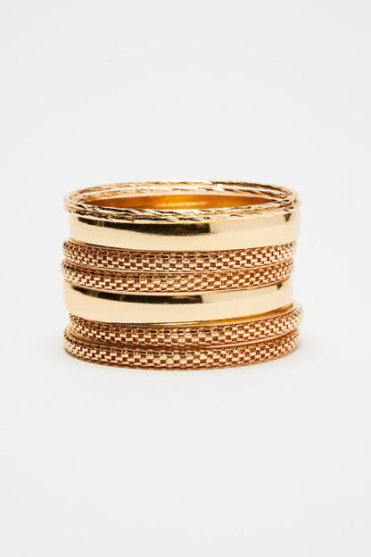 Conjunto de 8 Pulseras con Textura - Dorado